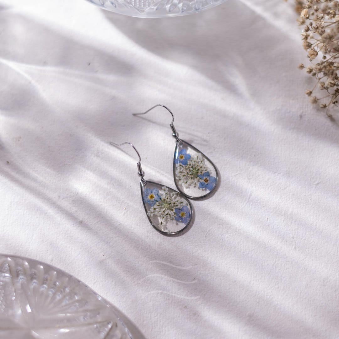 Whispers of Winter Earrings - Real flower Jewellery - Leafy Affair