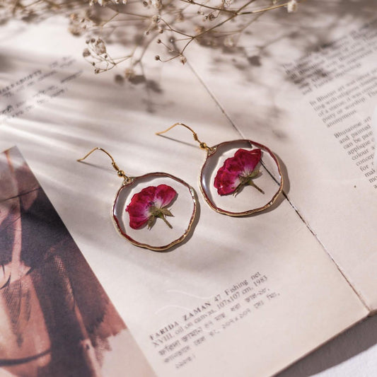 Whispering Rose Earrings - Real flower Jewellery - Leafy Affair