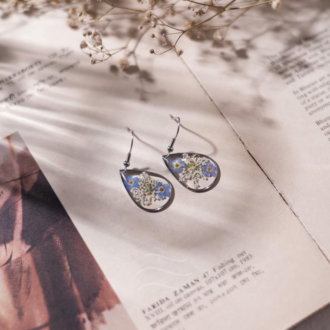 Whispers of Winter Earrings - Real flower Jewellery - Leafy Affair