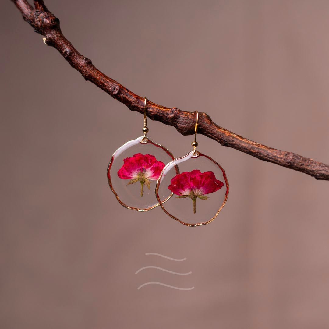 Whispering Rose Earrings - Real flower Jewellery - Leafy Affair