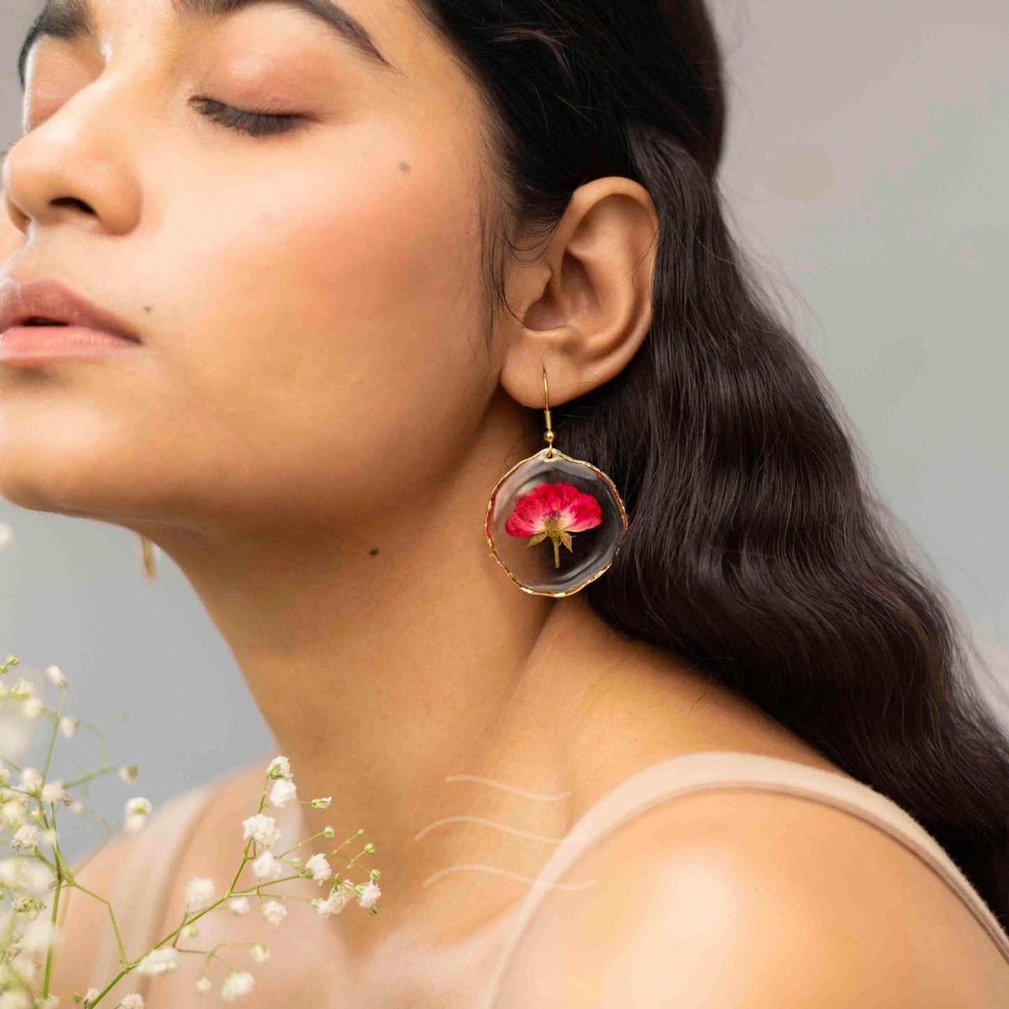 Whispering Rose Earrings - Real flower Jewellery - Leafy Affair