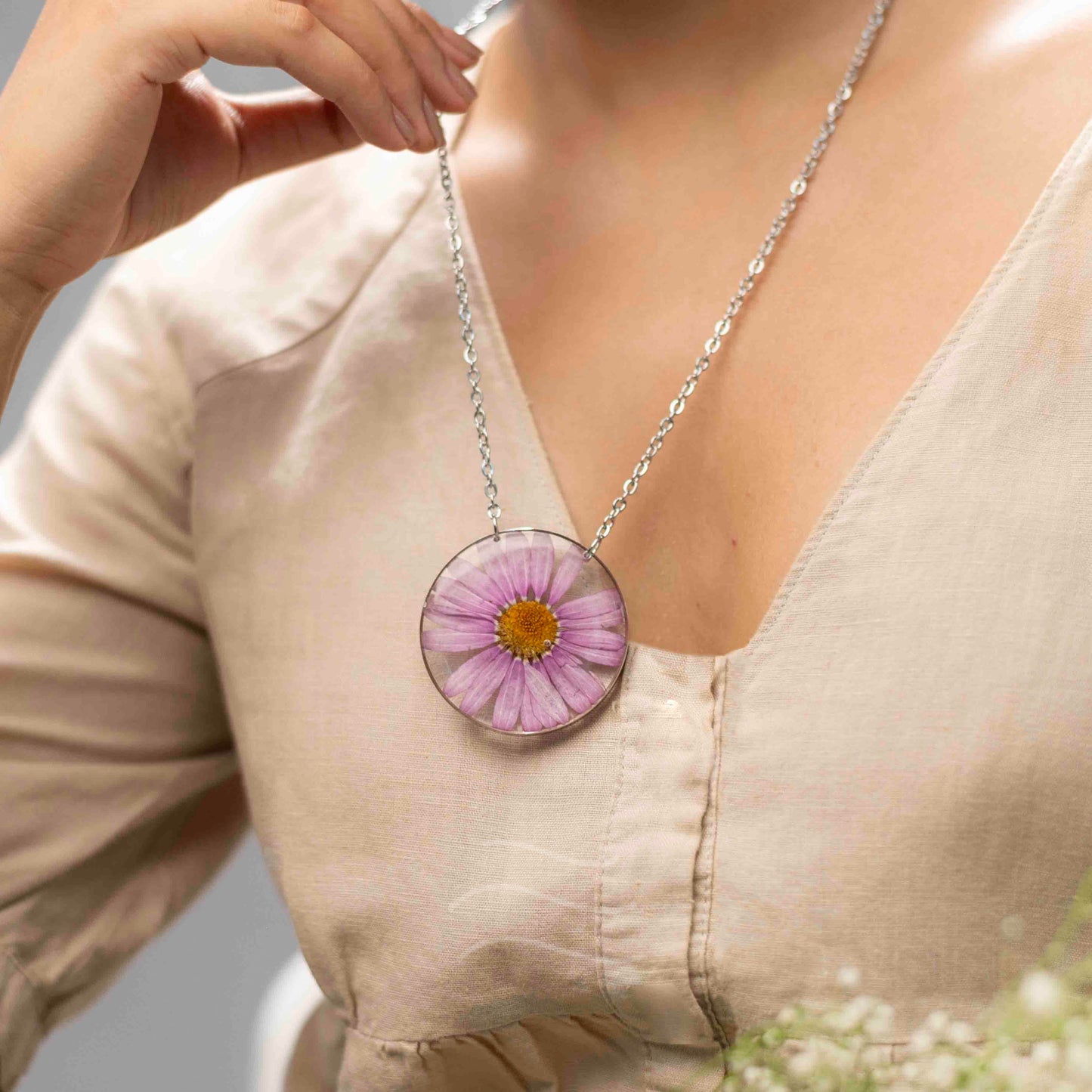 Purple Dawn Necklace - Real flower Jewellery - Leafy Affair