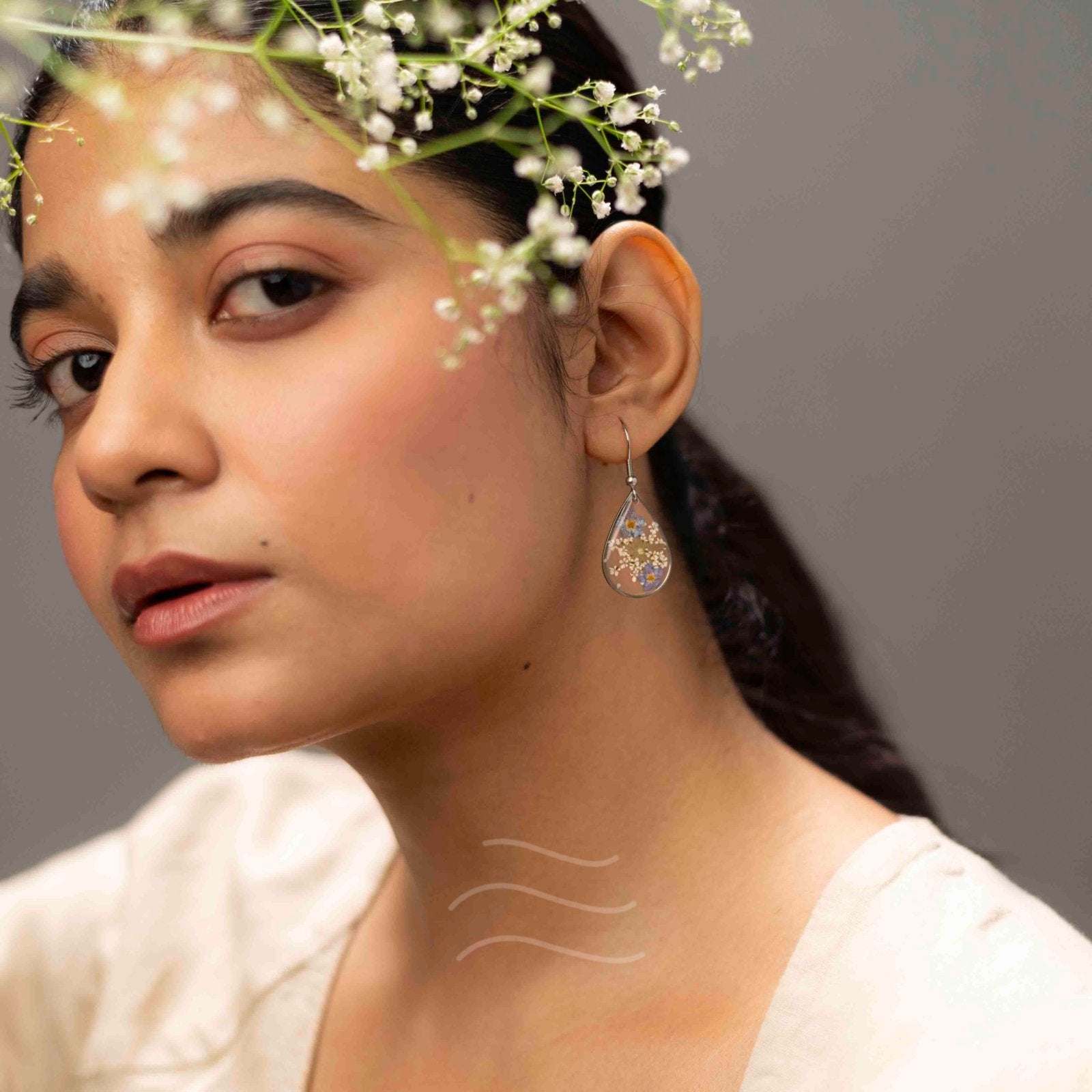 Whispers of Winter Earrings - Real flower Jewellery - Leafy Affair