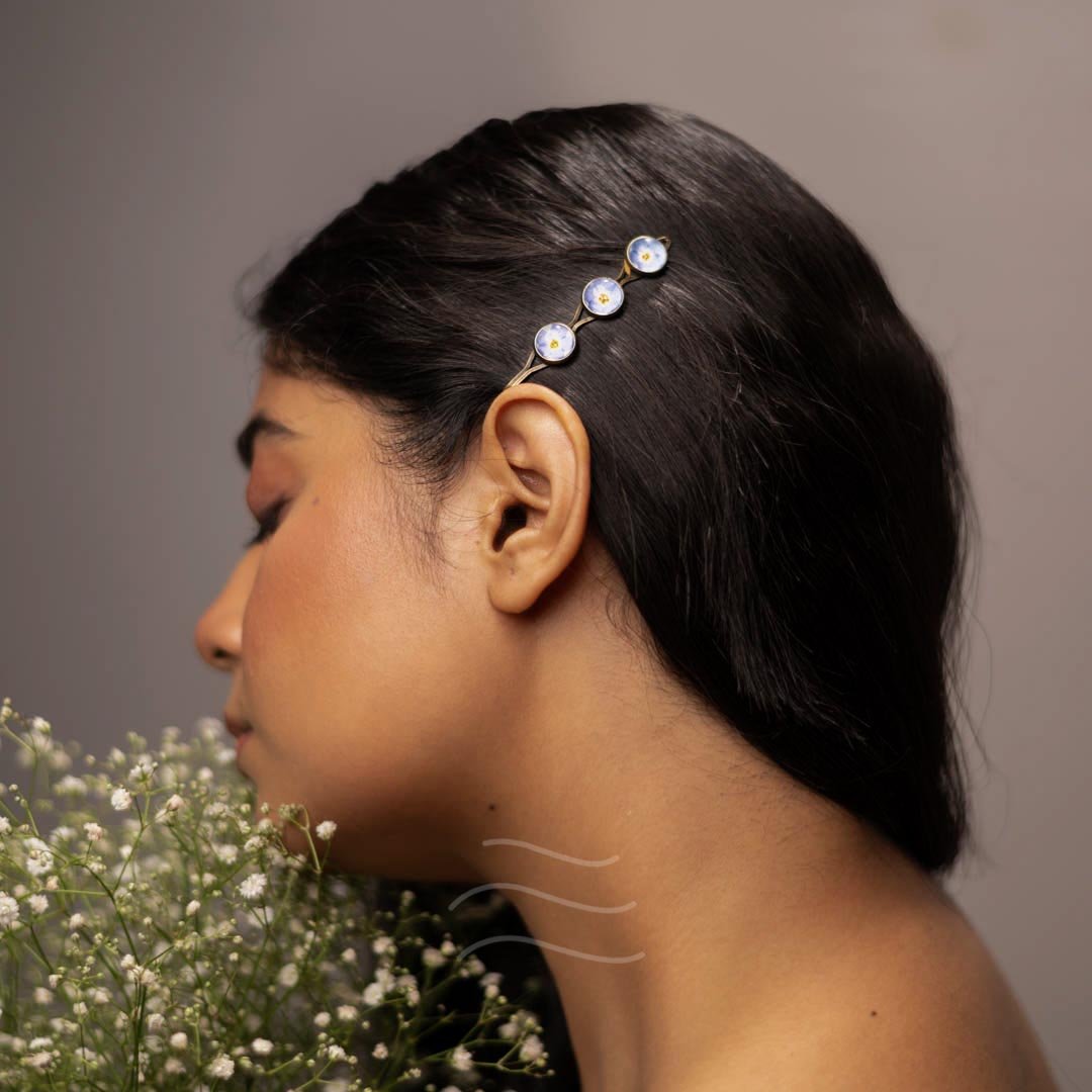 Forget-me-not Hairpin - Real flower Jewellery - Leafy Affair