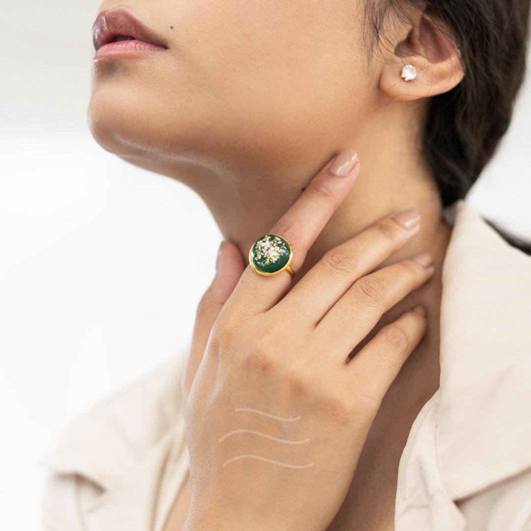 Jade Flower Ring Unisex - Real flower Jewellery - Leafy Affair