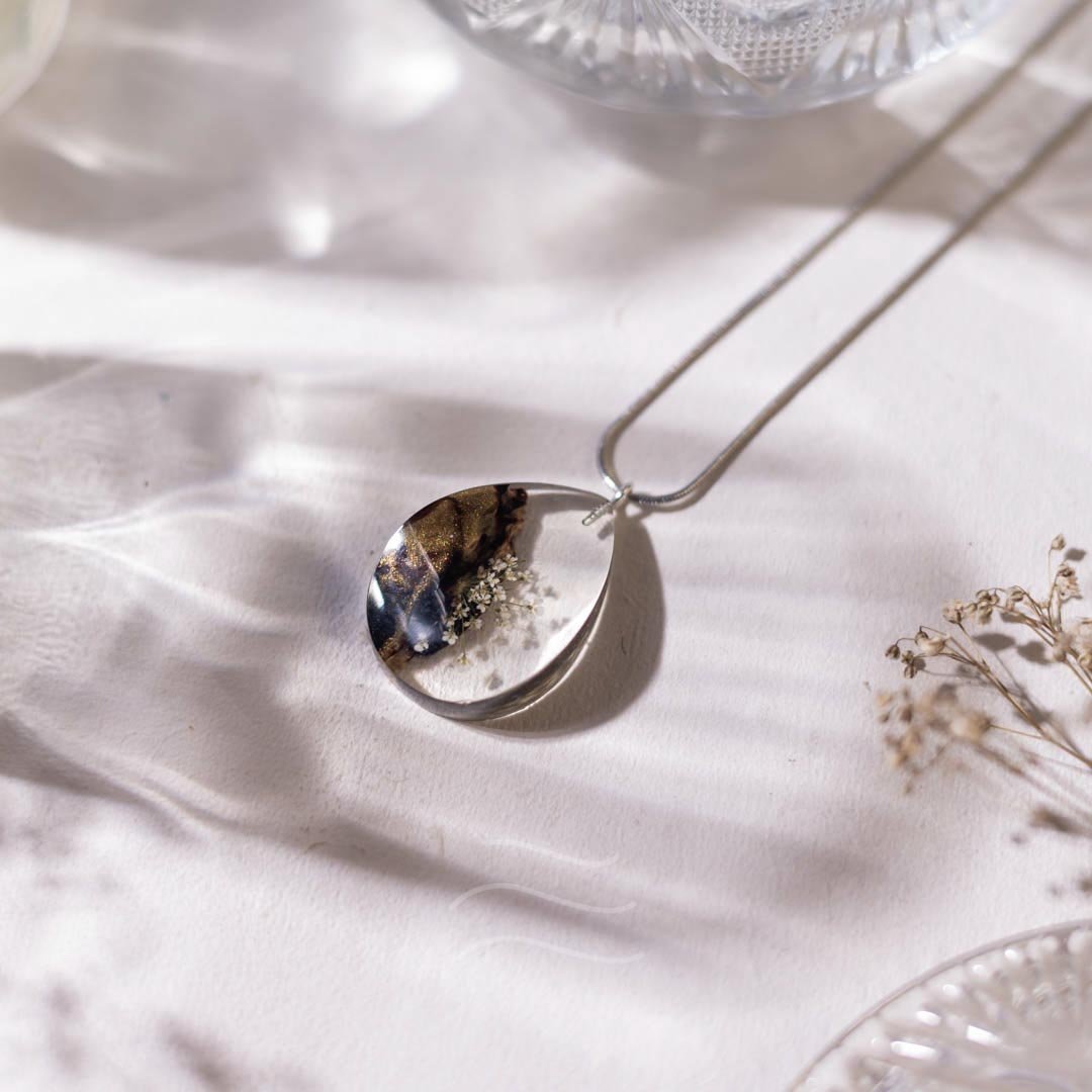 Snowflake Forest Necklace - Real flower Jewellery - Leafy Affair