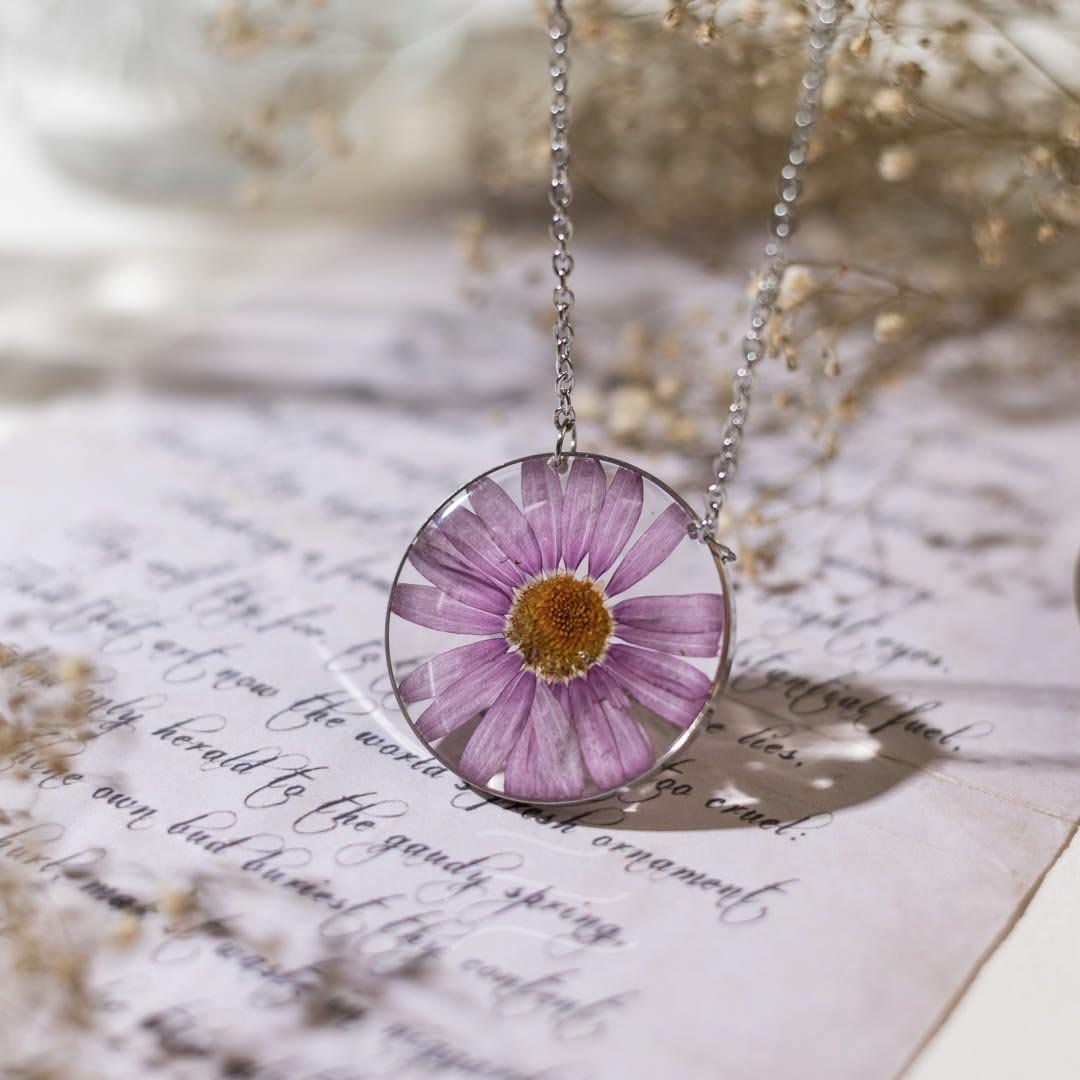 Purple Dawn Necklace - Real flower Jewellery - Leafy Affair