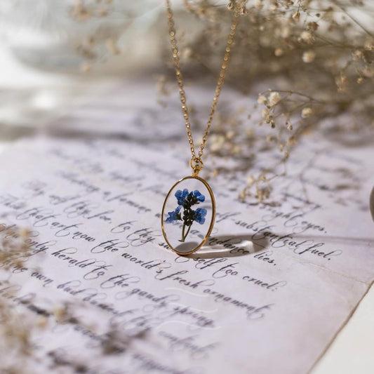 Bridgerton Blue Necklace - Real flower Jewellery - Leafy Affair