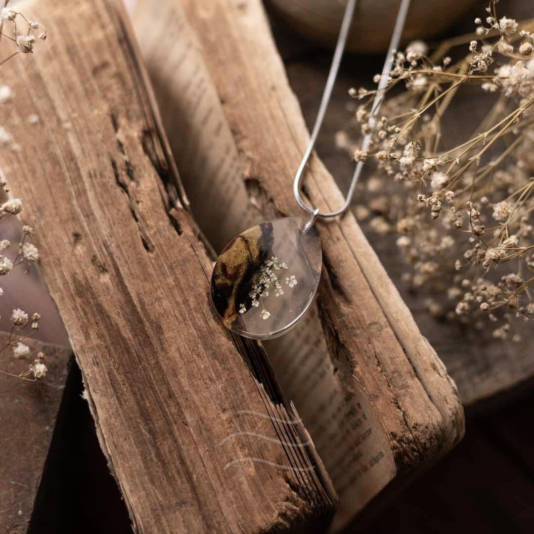 Snowflake Forest Necklace - Real flower Jewellery - Leafy Affair