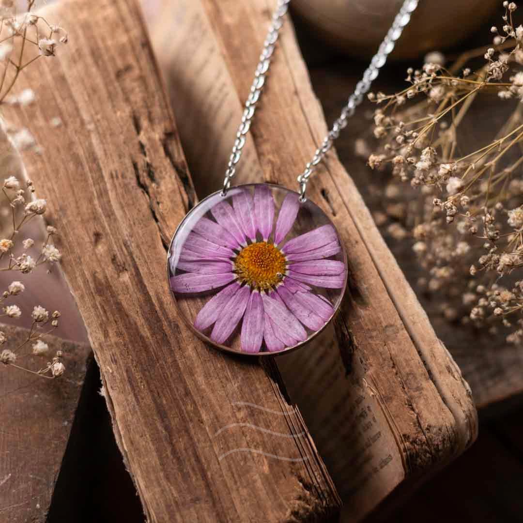Purple Dawn Necklace - Real flower Jewellery - Leafy Affair