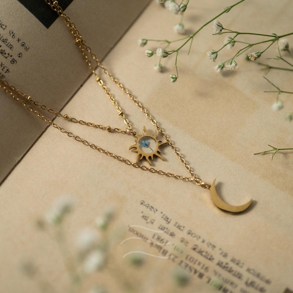 Night and Day Floral Necklace - Real flower Jewellery - Leafy Affair