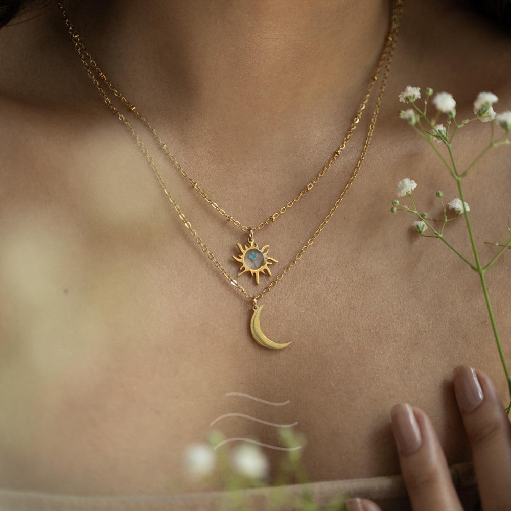 Night and Day Floral Necklace - Real flower Jewellery - Leafy Affair