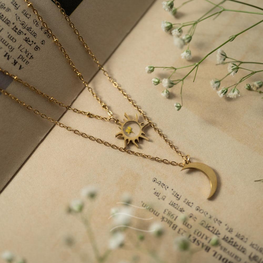 Night and Day Floral Necklace - Real flower Jewellery - Leafy Affair