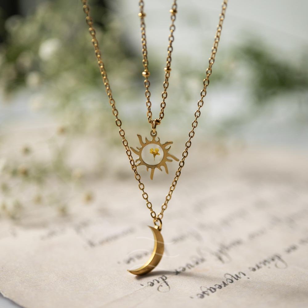 Night and Day Floral Necklace - Real flower Jewellery - Leafy Affair
