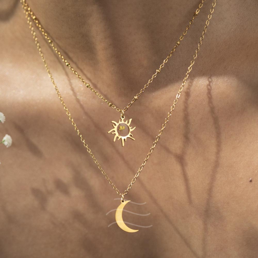Night and Day Floral Necklace - Real flower Jewellery - Leafy Affair