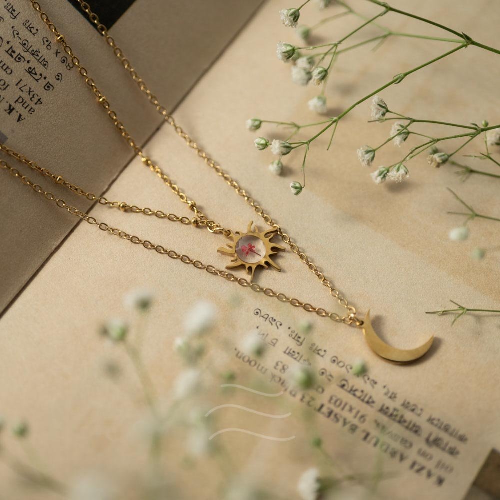Night and Day Floral Necklace - Real flower Jewellery - Leafy Affair