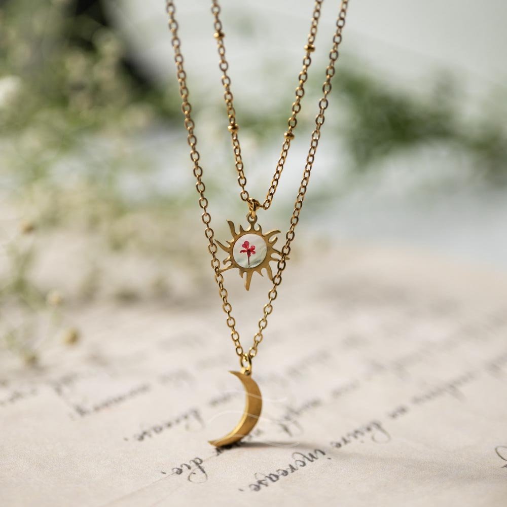 Night and Day Floral Necklace - Real flower Jewellery - Leafy Affair