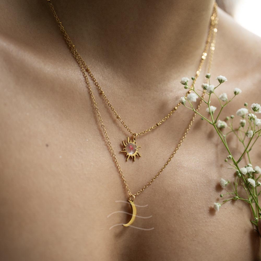 Night and Day Floral Necklace - Real flower Jewellery - Leafy Affair