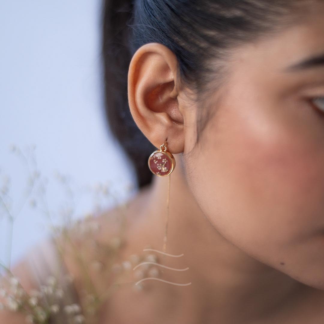 Rosette Earrings - Real flower Jewellery - Leafy Affair