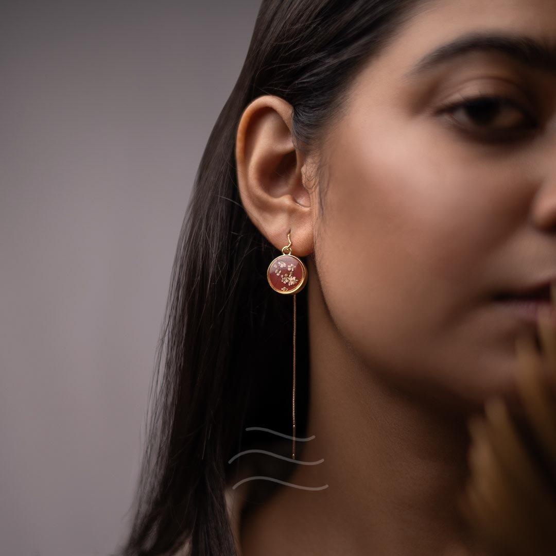 Rosette Earrings - Real flower Jewellery - Leafy Affair