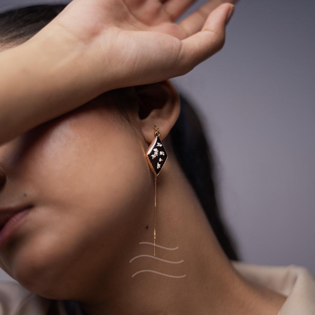 Lyra Earrings - Real flower Jewellery - Leafy Affair