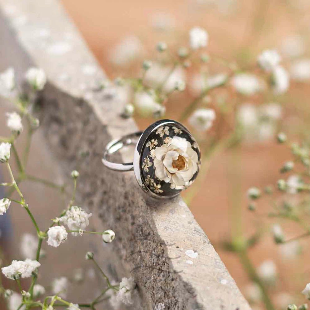 Enchanted Orb Ring - Real flower Jewellery - Leafy Affair