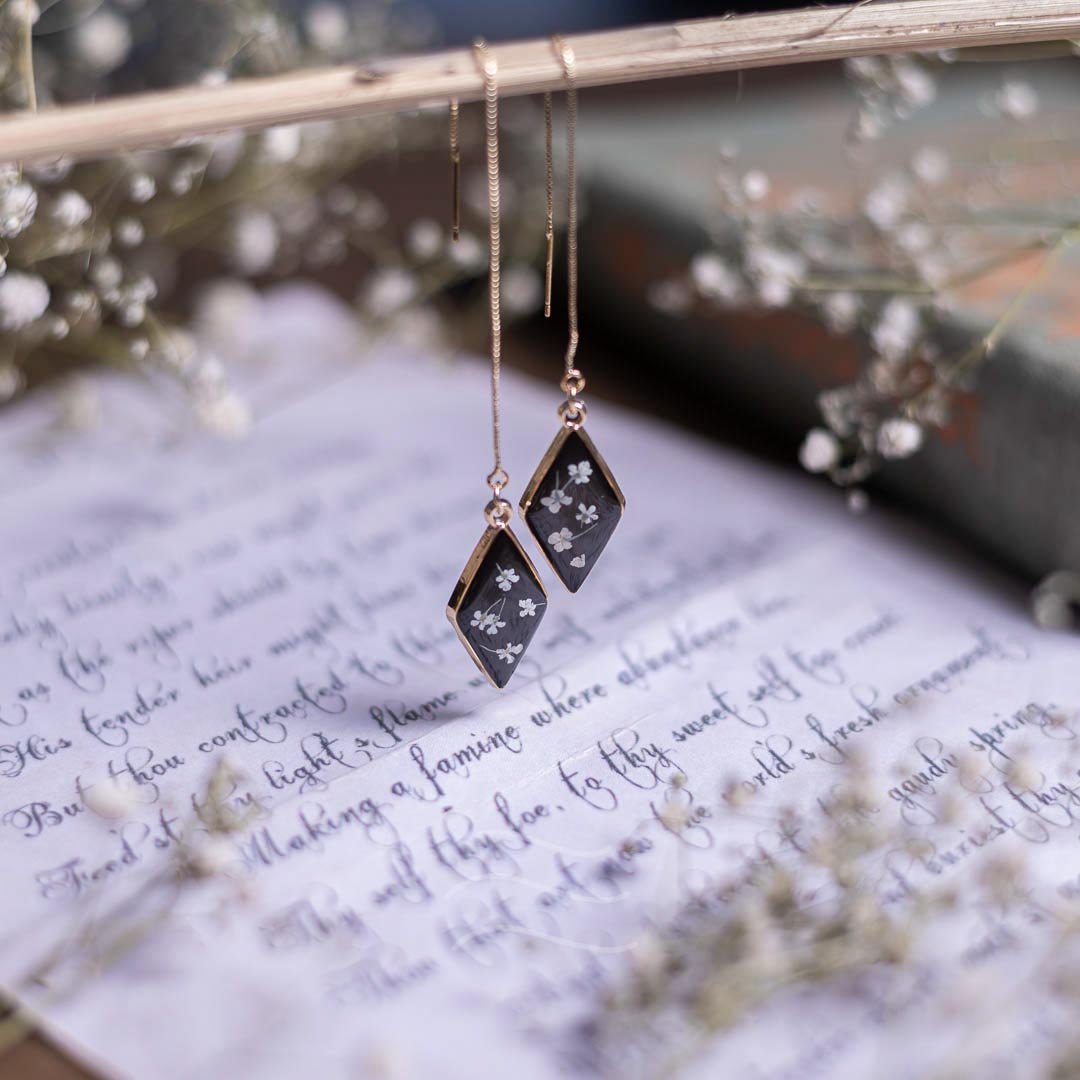 Lyra Earrings - Real flower Jewellery - Leafy Affair