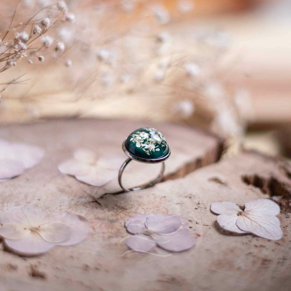 Jade Flower Ring Unisex - Real flower Jewellery - Leafy Affair