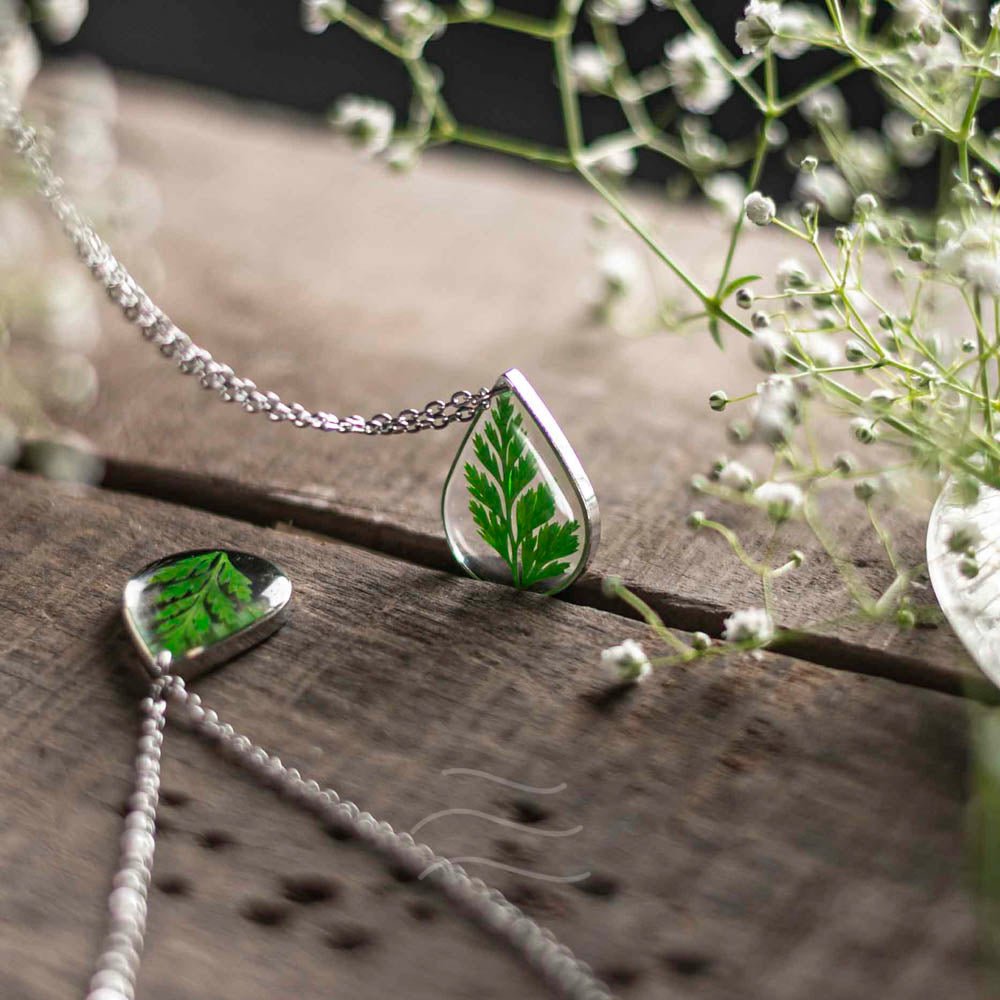 Glitzy Wild Fern Necklace - Real flower Jewellery - Leafy Affair