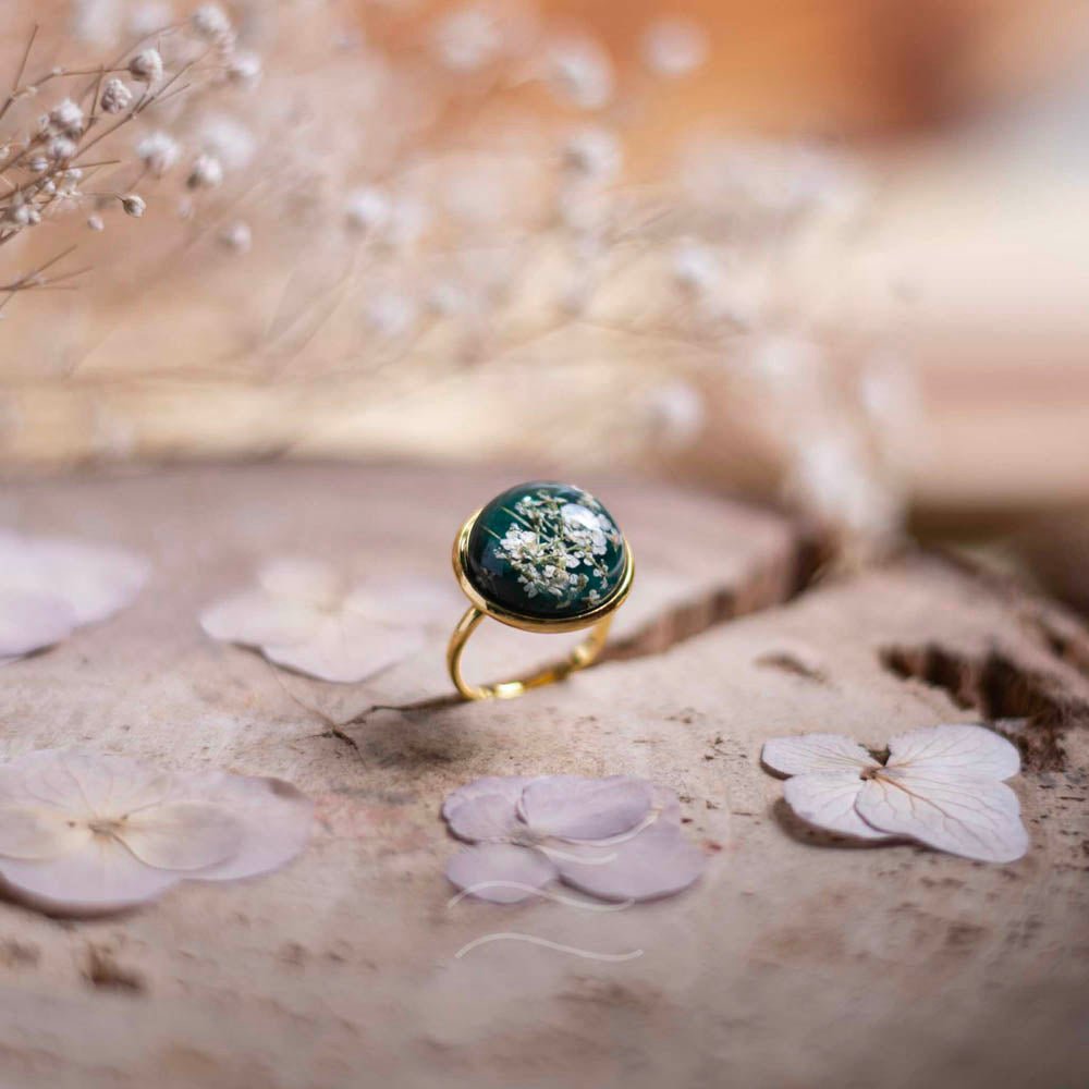 Jade Flower Ring Unisex - Real flower Jewellery - Leafy Affair