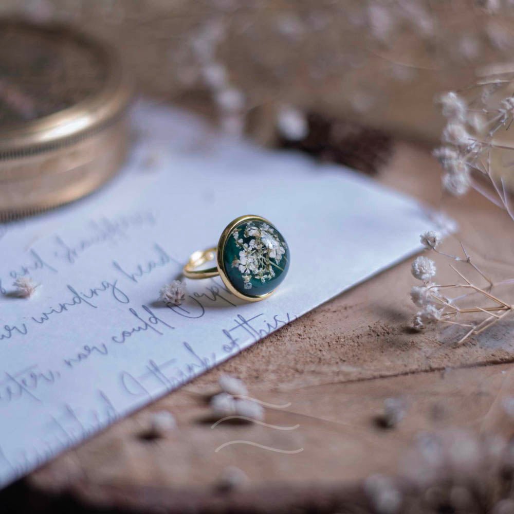 Jade Flower Ring Unisex - Real flower Jewellery - Leafy Affair