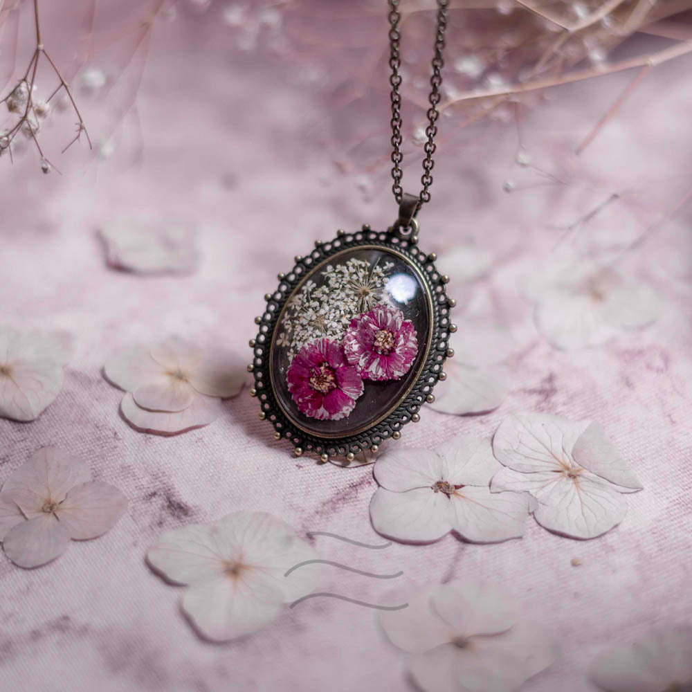 Flower Necklace, Flower Pendant, Resin Necklace | AriesJewelry