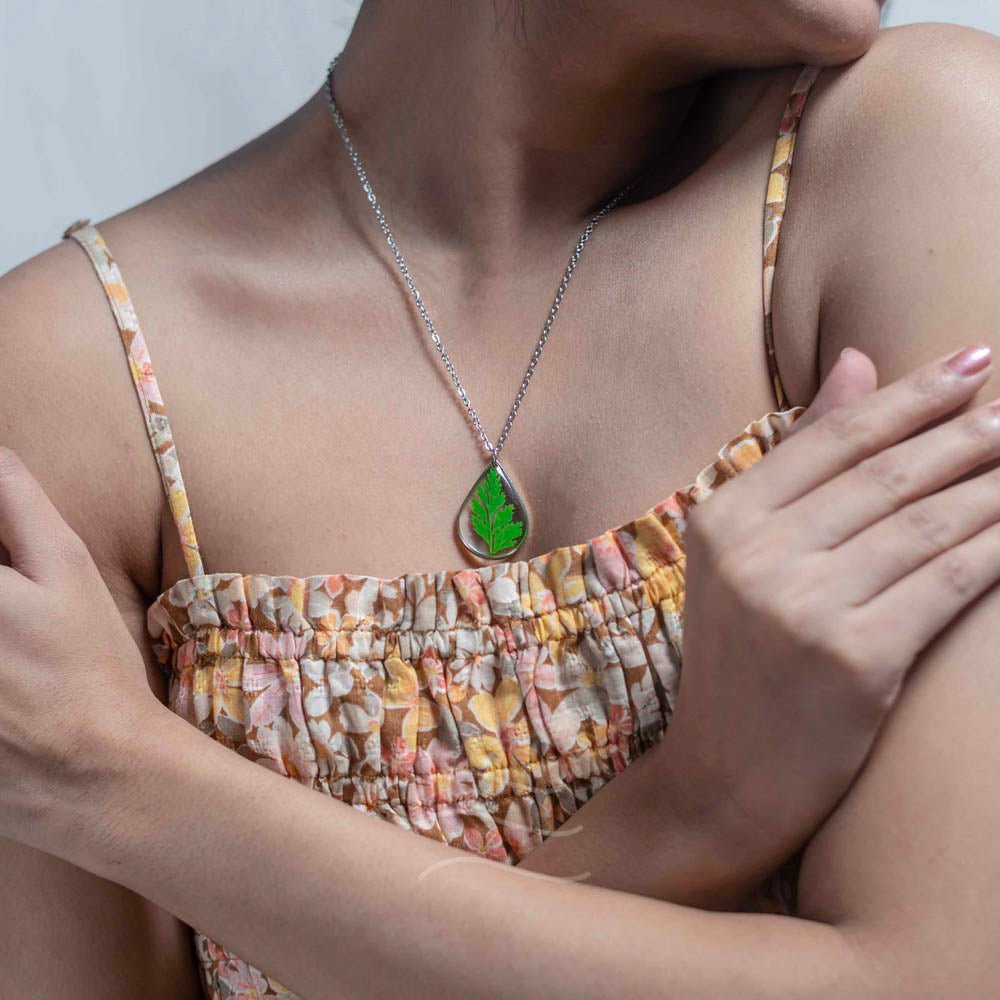 Glitzy Wild Fern Necklace - Real flower Jewellery - Leafy Affair