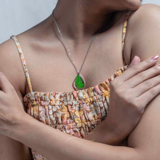 Glitzy Wild Fern Necklace - Real flower Jewellery - Leafy Affair
