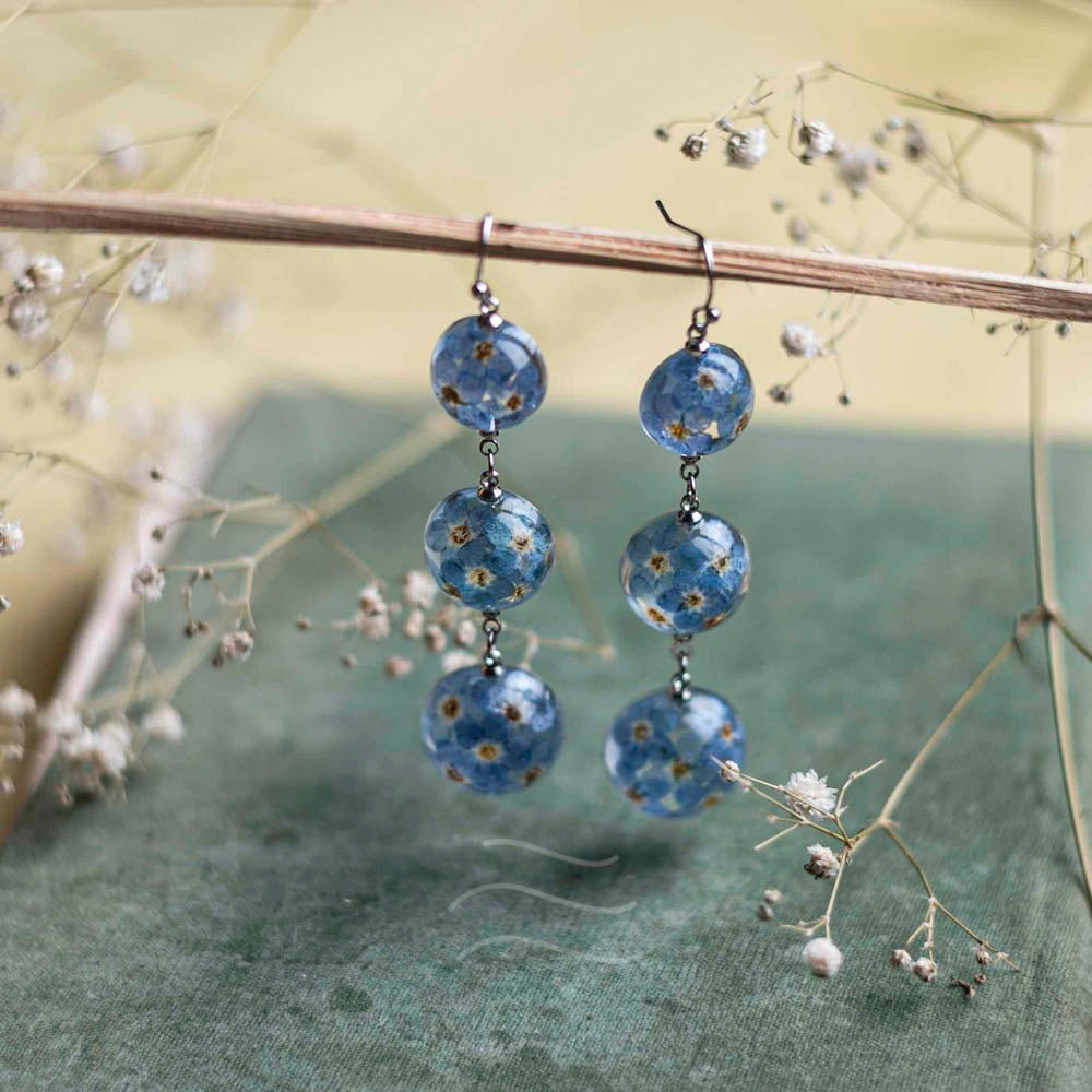 Cascading Raindrops Earrings - Real flower Jewellery - Leafy Affair
