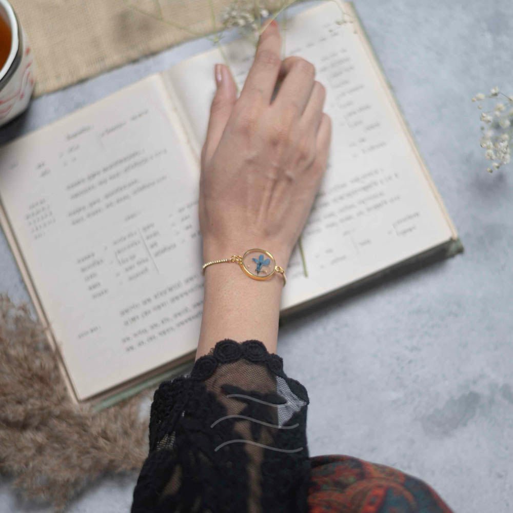 Blue Flame Bracelet - Real flower Jewellery - Leafy Affair