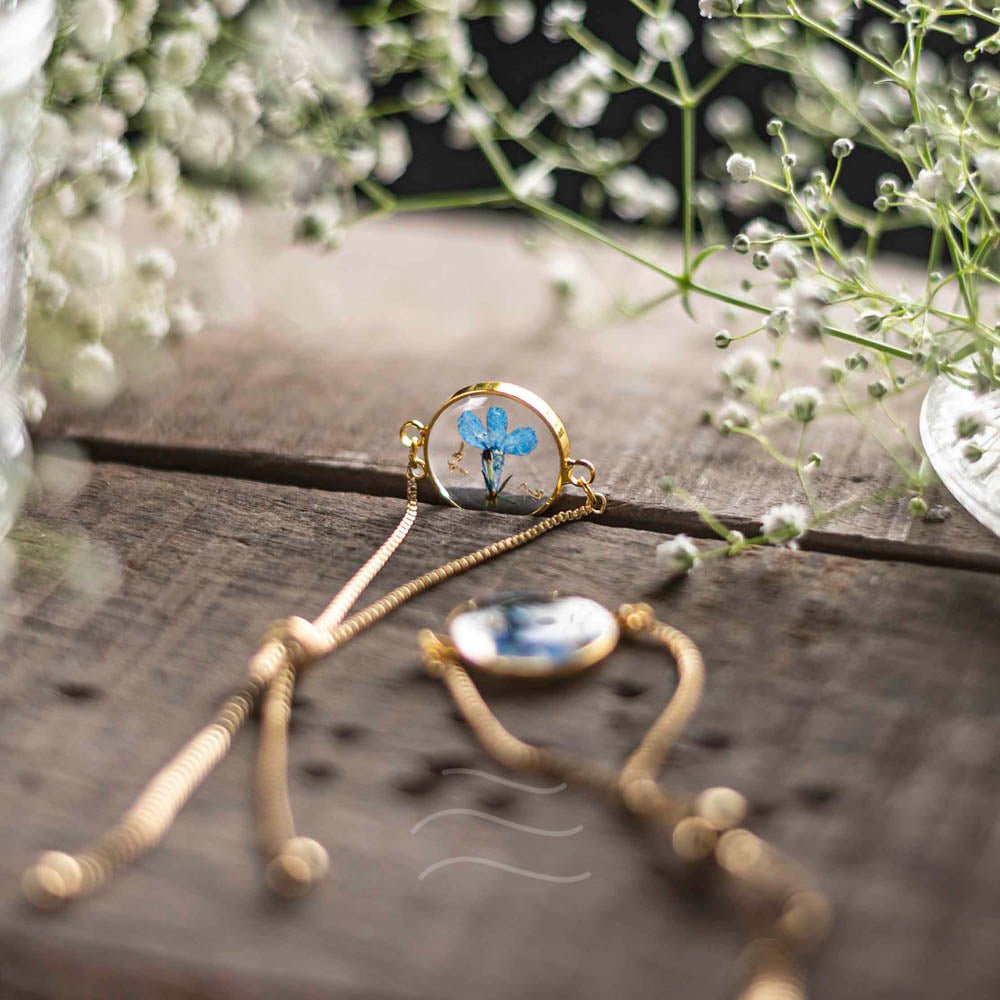 Blue Flame Bracelet - Real flower Jewellery - Leafy Affair