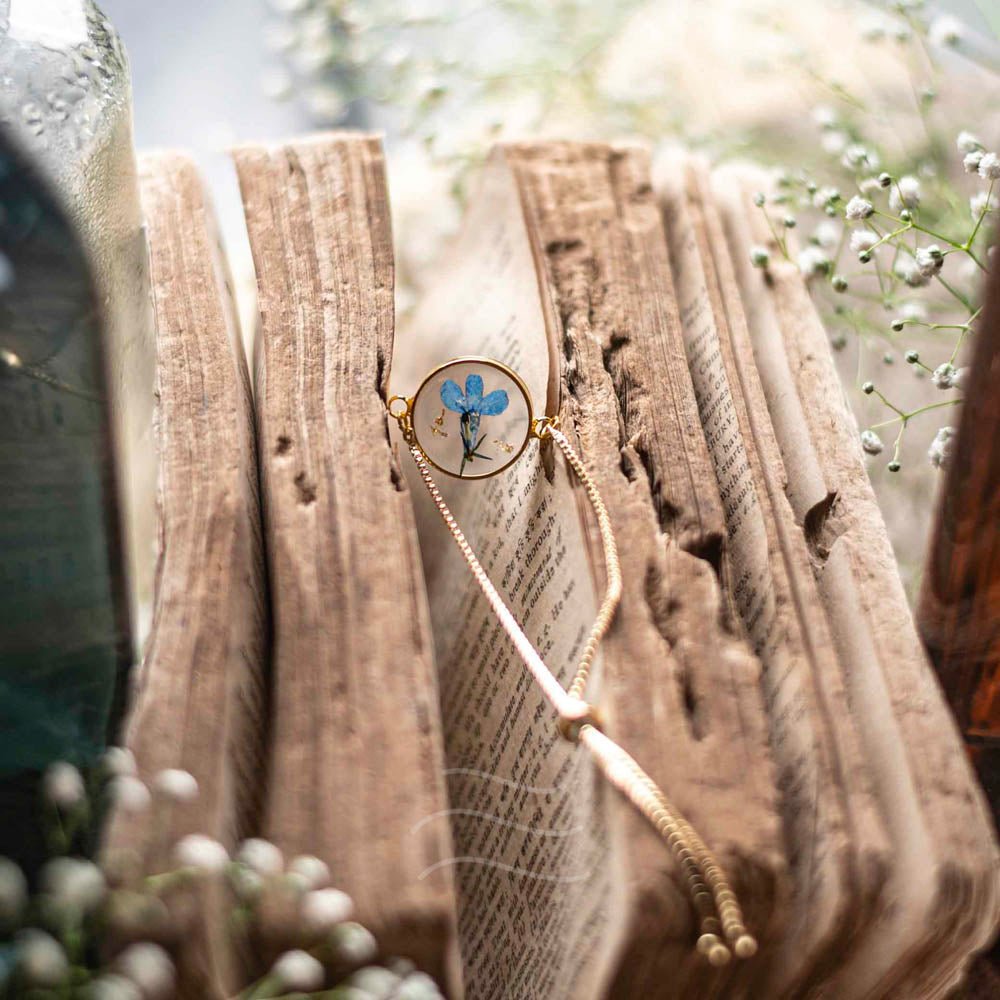 Blue Flame Bracelet - Real flower Jewellery - Leafy Affair