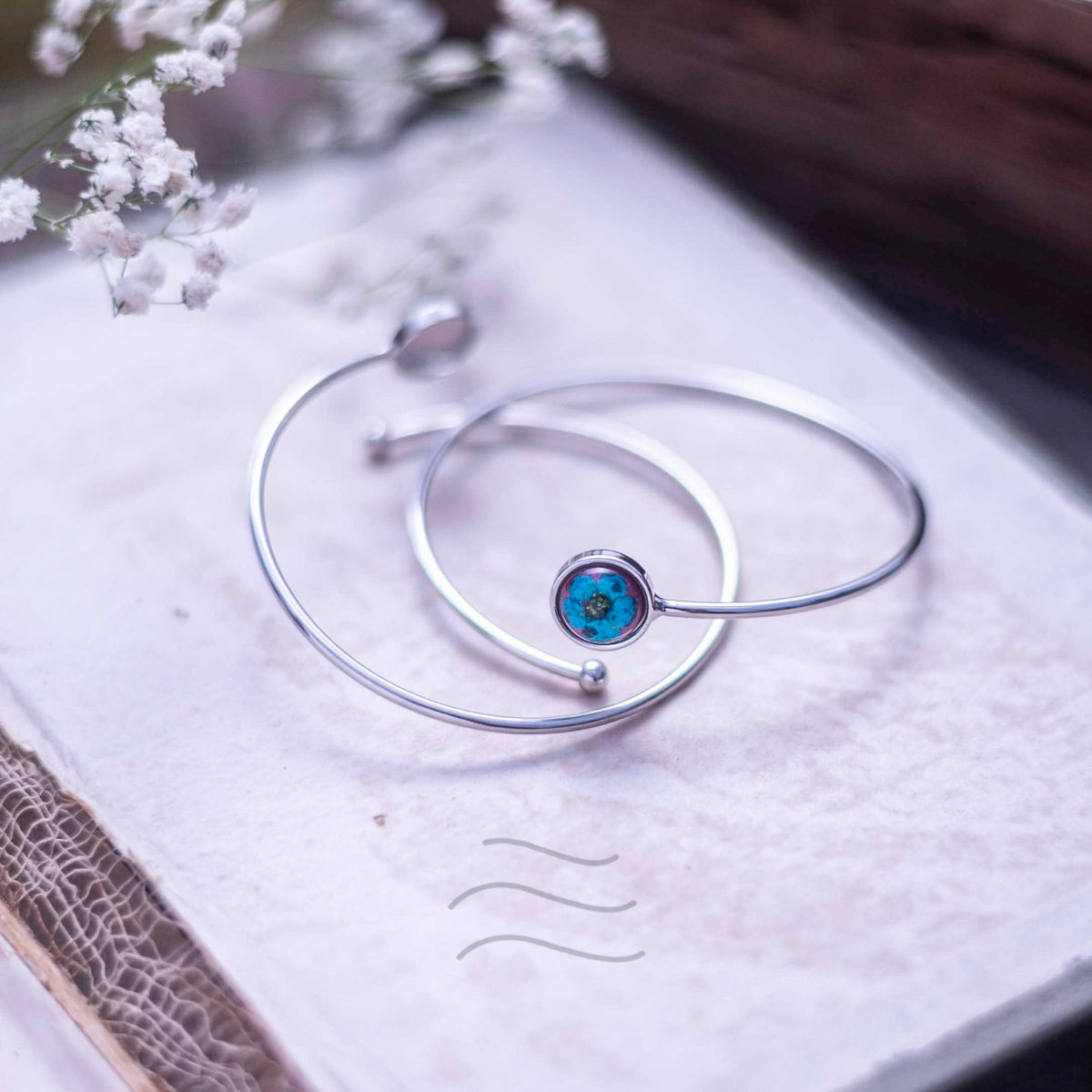 Minimalistic Plum Blossom Bracelet - Real flower Jewellery - Leafy Affair