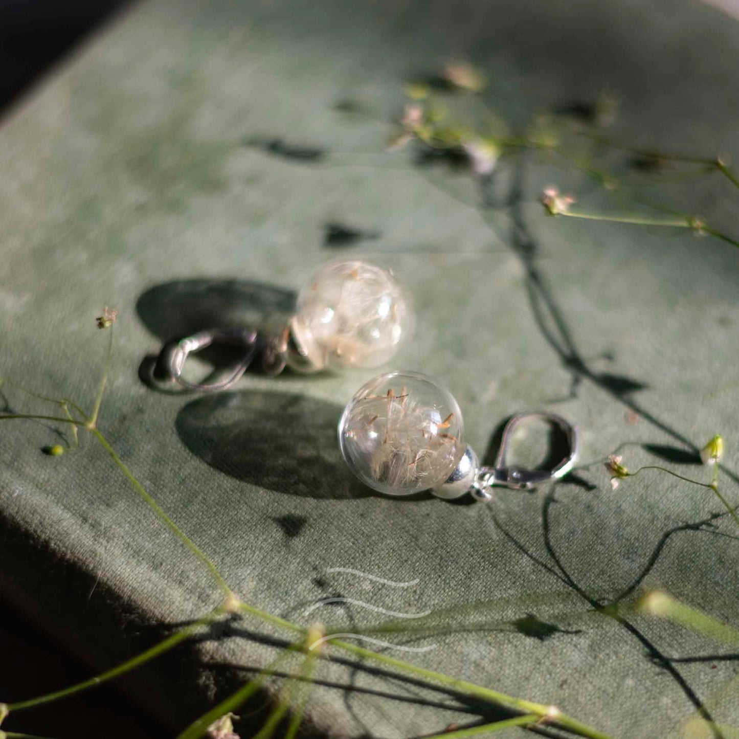 Dandelion Dangler Earrings - Real flower Jewellery - Leafy Affair