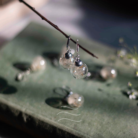 Dandelion Dangler Earrings - Real flower Jewellery - Leafy Affair
