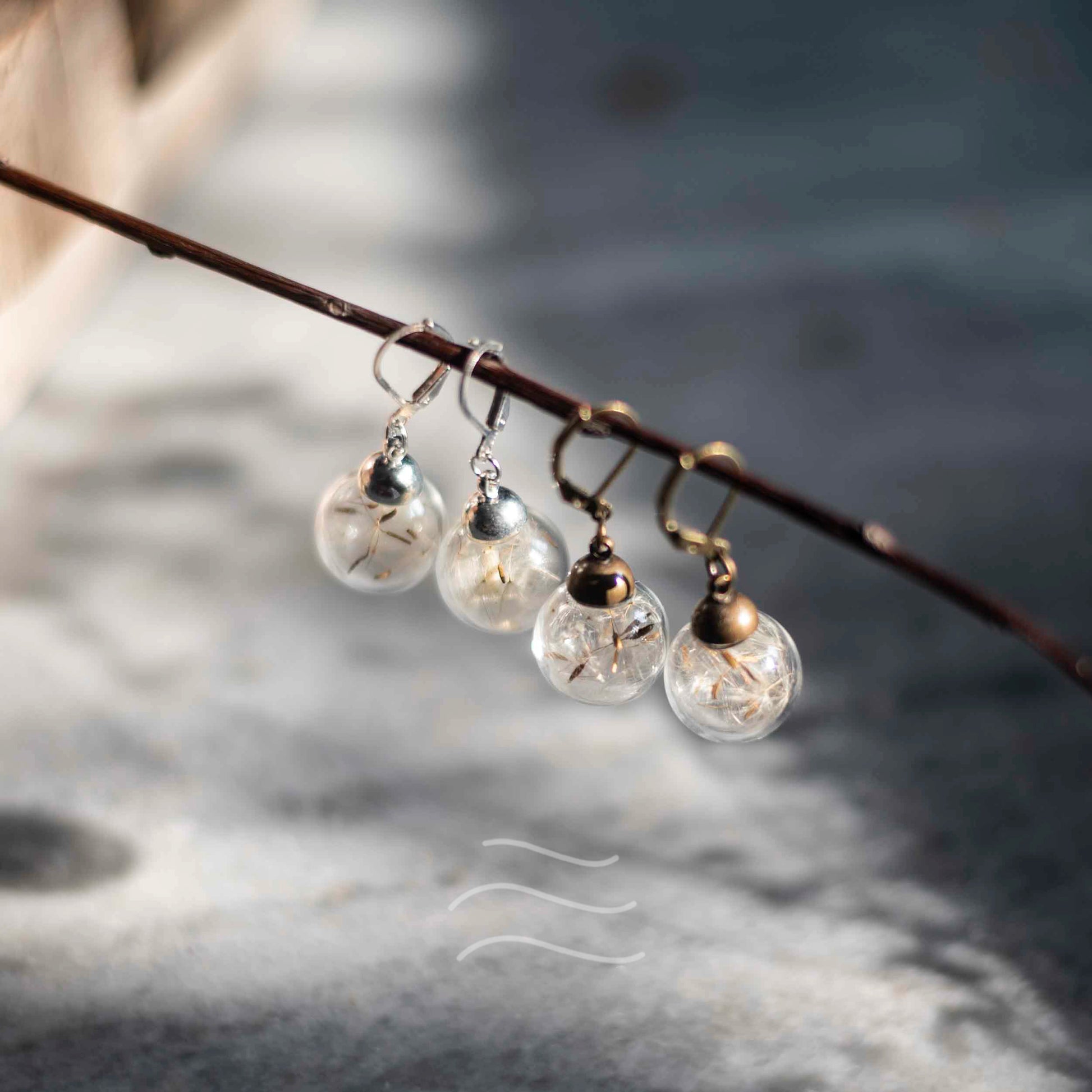 Dandelion Dangler Earrings - Real flower Jewellery - Leafy Affair