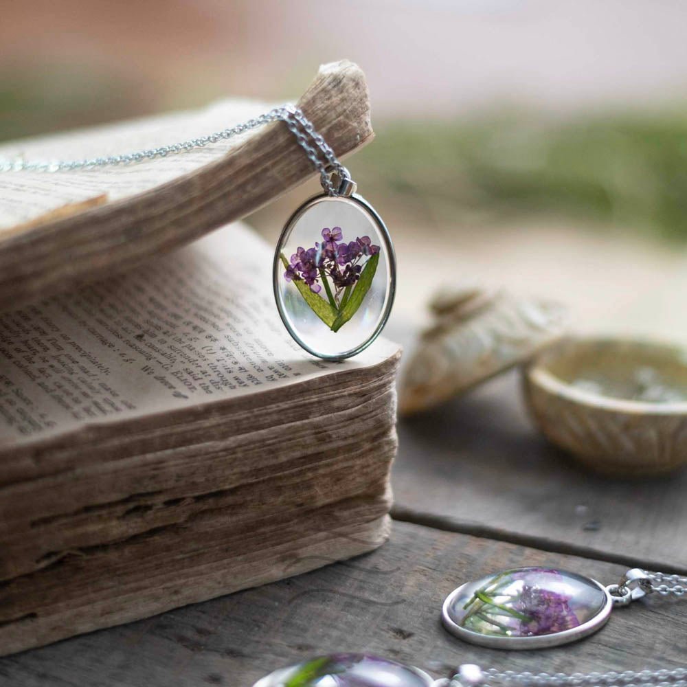 Spell of Purple Necklace - Real flower Jewellery - Leafy Affair