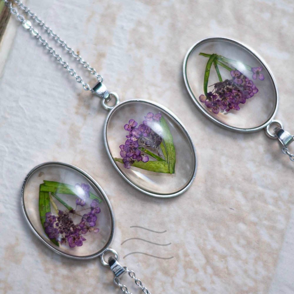 Spell of Purple Necklace - Real flower Jewellery - Leafy Affair