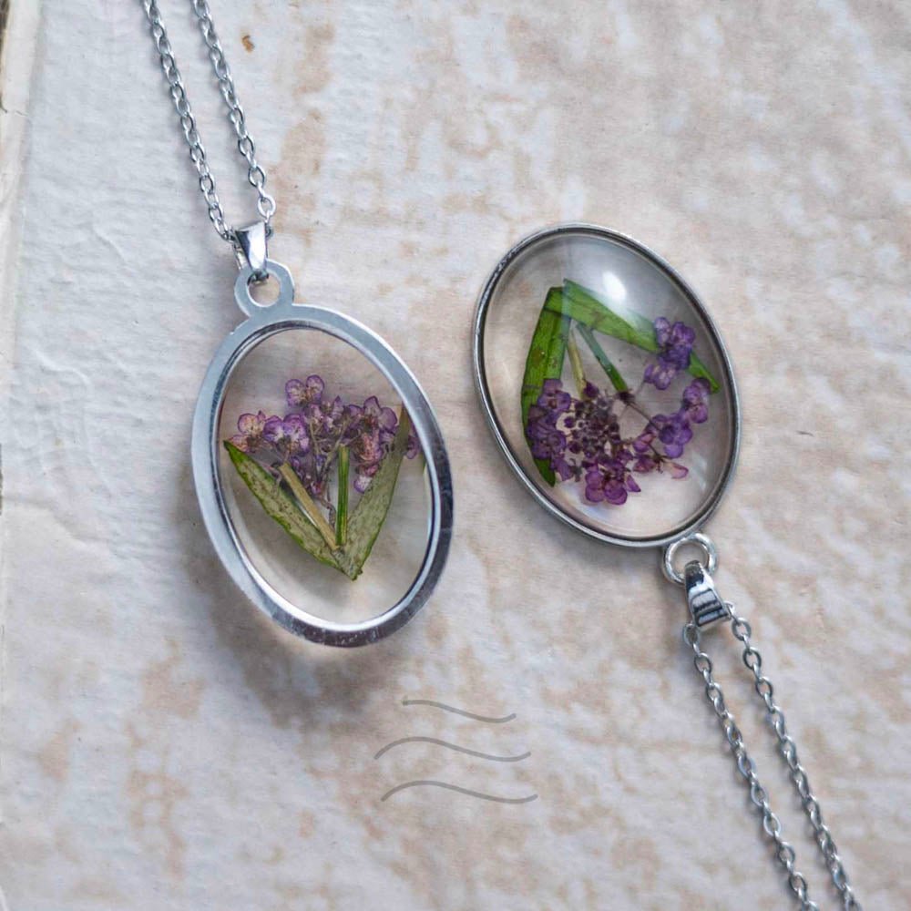 Spell of Purple Necklace - Real flower Jewellery - Leafy Affair