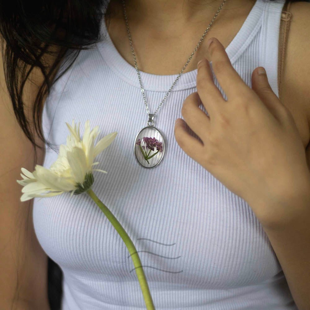 Spell of Purple Necklace - Real flower Jewellery - Leafy Affair
