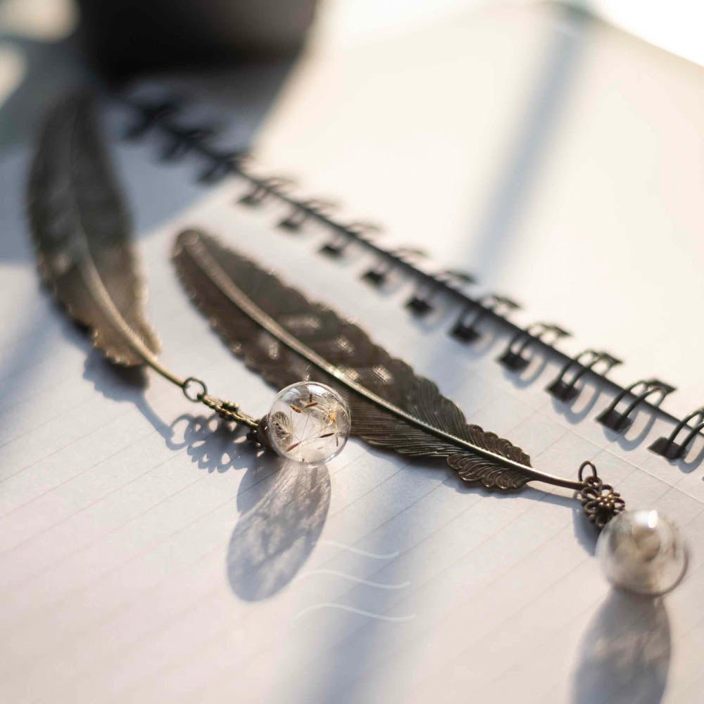 Feather Bookmark - Real flower Jewellery - Leafy Affair