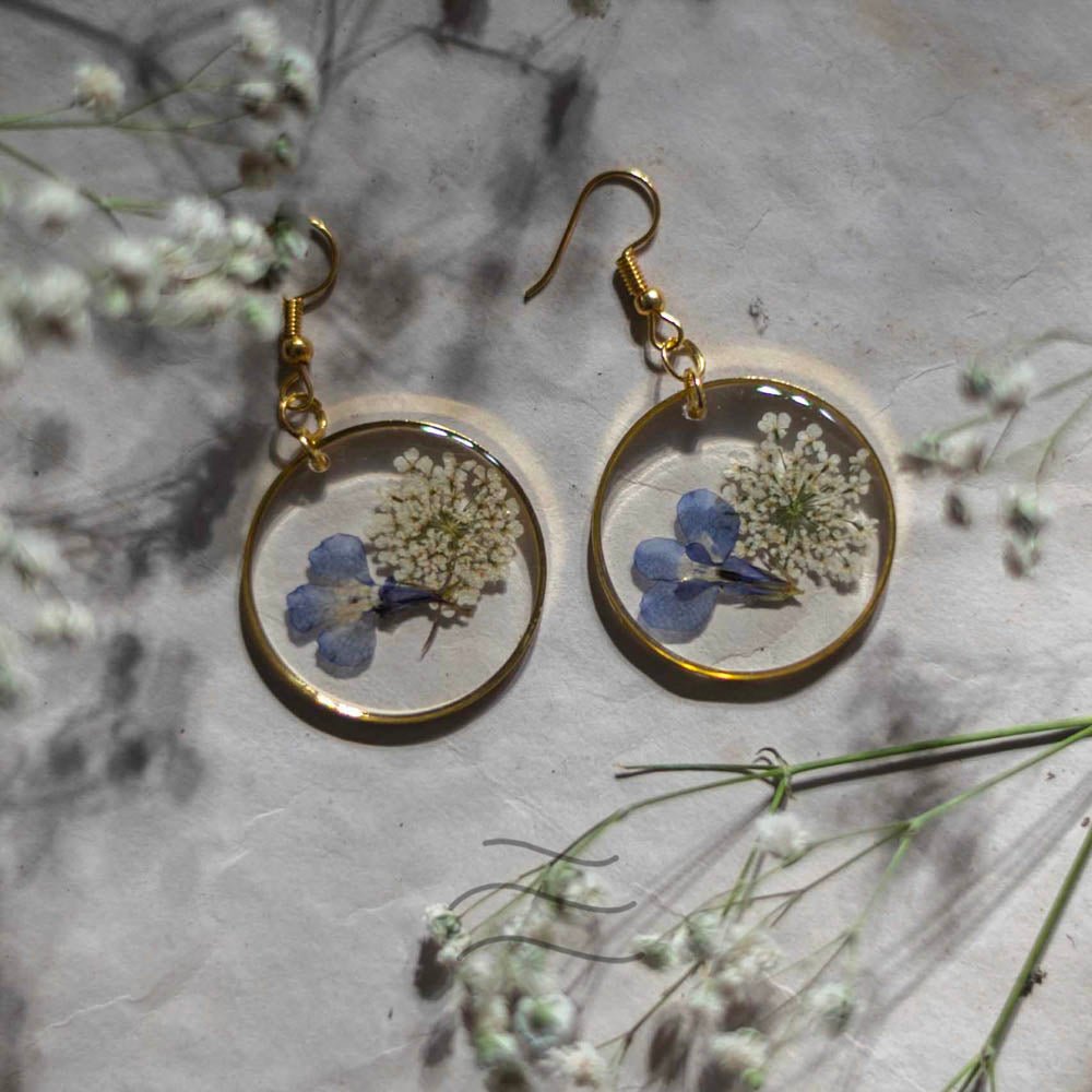 Lobelia Set - Real flower Jewellery - Leafy Affair