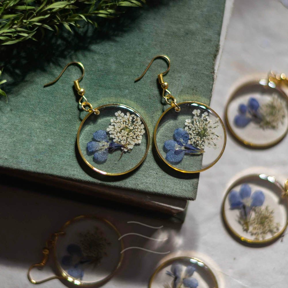 Tinsel Flower Earrings - Real flower Jewellery - Leafy Affair