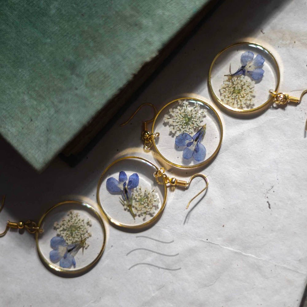 Tinsel Flower Earrings - Real flower Jewellery - Leafy Affair